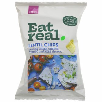 Eat Real Lentil chips Greek Cheese Tomato &amp; Herb 95g