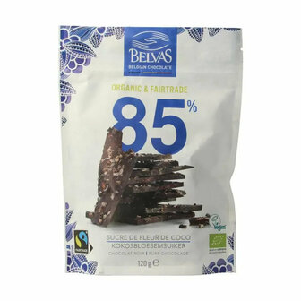 Belvas Belgian thins pure (85%) with coconut blossom sugar 120g