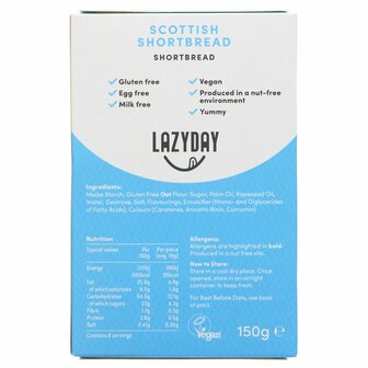 Lazy Day Free From Shortbread 150g