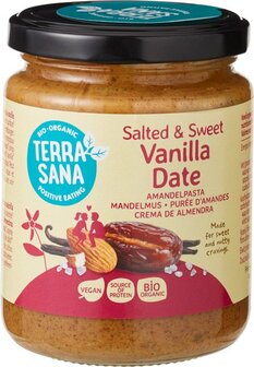 TerraSana Vanilla Date Salted &amp; sweet amandelpasta 250g