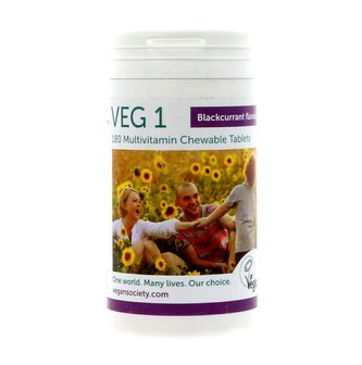 The Vegan Society VEG 1 multivitamin Blackcurrant 180 tablets * THT JANUARI 2027*