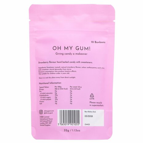 Oh My Gum! Strawberry Bonbons 32g