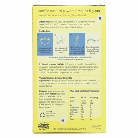 Just Wholefoods Custard Powder 100g