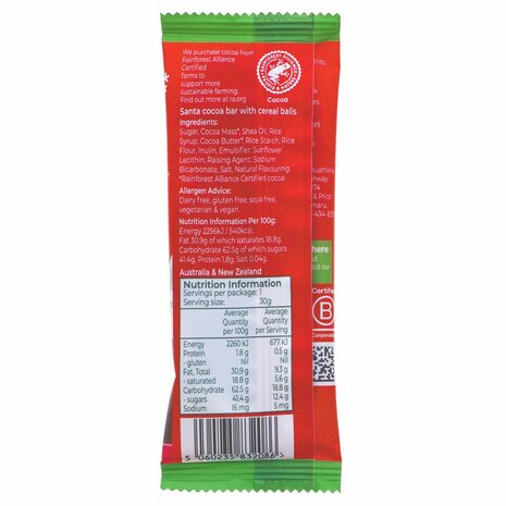 Moo Free Choccy Santa Bar 30g