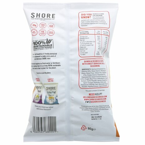 Shore Sriracha Seaweed Chips 80g