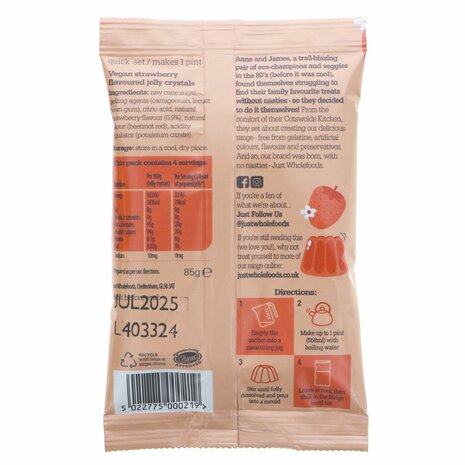 Just Wholefoods Jelly Strawberry 85g