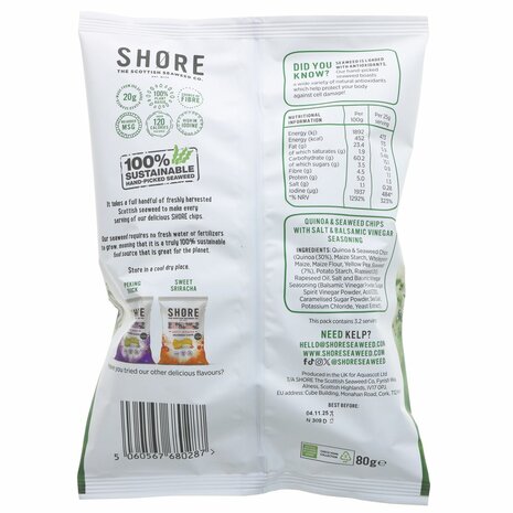 Shore Salted balsamic Seaweed Chips 80g