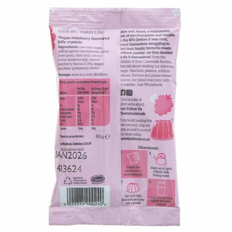 Just Wholefoods Jelly, Raspberry, Vegan 85g