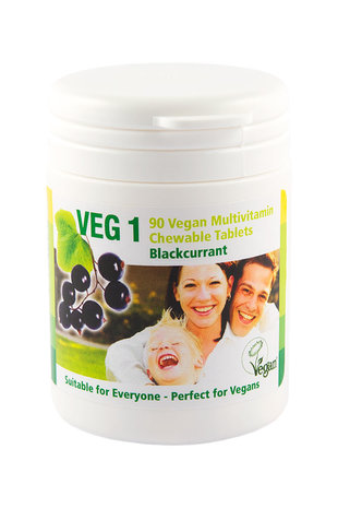 The Vegan Society VEG 1 multivitamin Blackcurrant 90 tablets  *THT  FEB 2027*