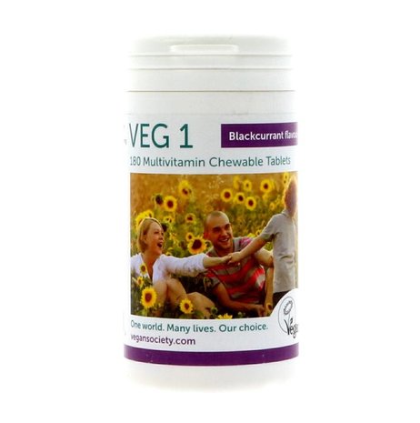The Vegan Society VEG 1 multivitamin Blackcurrant 180 tablets * THT JANUARI 2027*