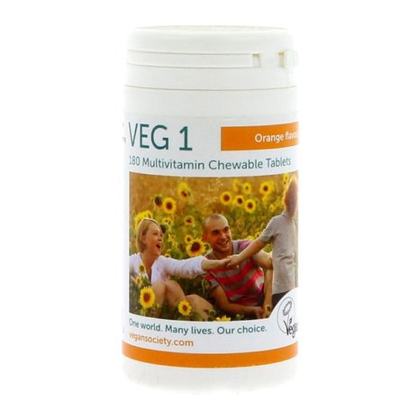 The Vegan Society VEG 1 Multivitamin ORANGE Kauwtabletten 180 stuks *THT JANUARI 2027*